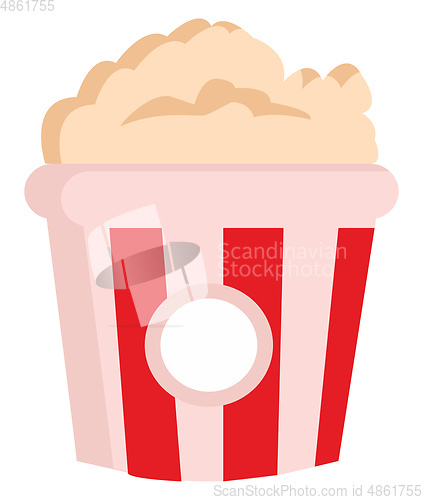 Image of Clipart of yummy popcorn in a large paper bag with red and white