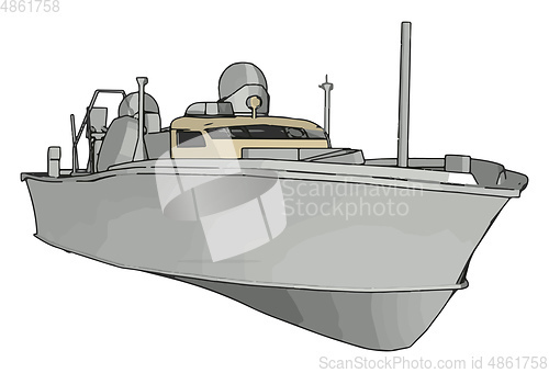 Image of 3D illustration of a white army ship vector illustration on whit