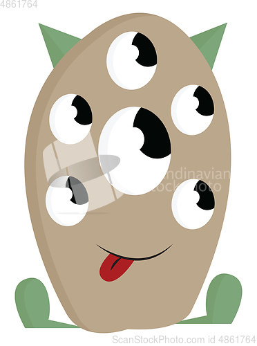 Image of Brown monester with many eyes vector illustration on wbhite back