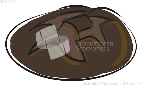 Image of Simple cartoon black bread vecot illustration on white backgroun