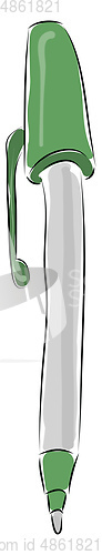 Image of Simple cartoon green pen vector illustration on white background