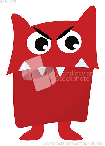 Image of Clipart of a red angry monster vector or color illustration