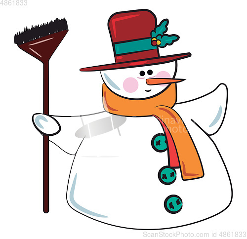 Image of Snowman in festive costume vector or color illustration