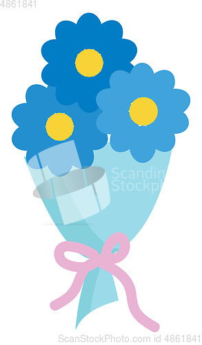 Image of Bouquet with three blue flowers 