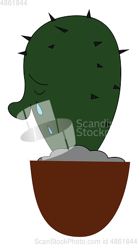 Image of Emoji of a crying cactus vector or color illustration