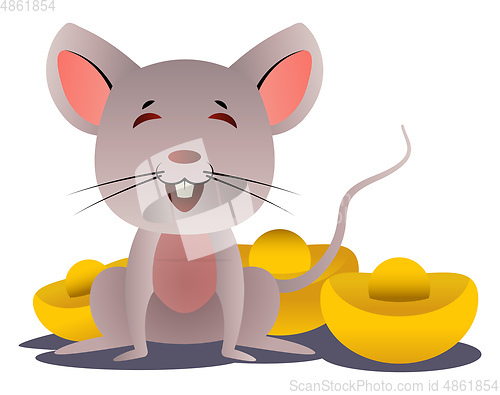 Image of Cartoon chinese mouse vector illustartion on white background