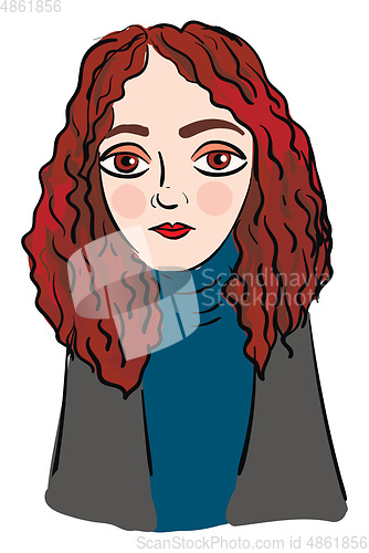 Image of A beautiful looking girl with her hair colored in red vector or 