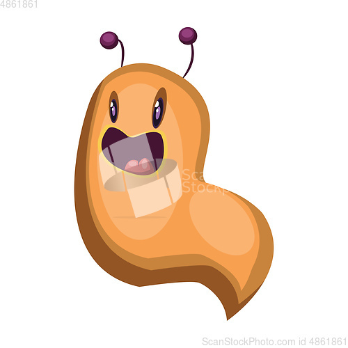 Image of Yellow cartoon monster looking like a worm white background vect