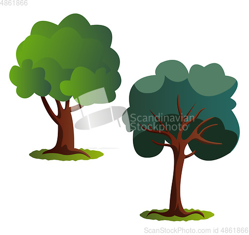 Image of Couple of green trees vector illustration on white background