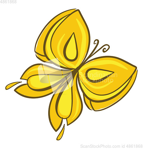 Image of Drawing of a brightly colored yellow butterfly vector or color i