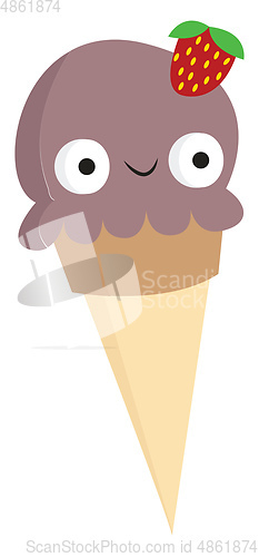 Image of A cartoon purple-colored ice-cream wearing a hair clip vector or