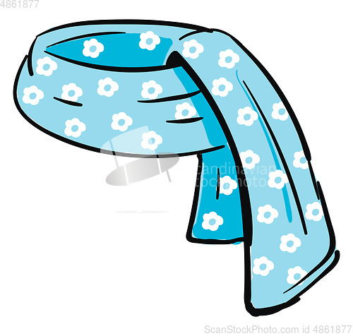 Image of Blue-colored floral scarf vector or color illustration