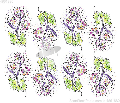 Image of The texture of a regular pattern of spring with flowers vector o