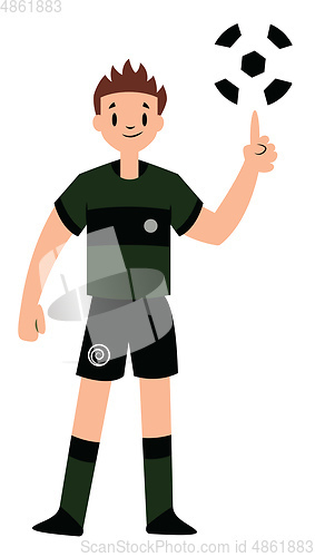 Image of Football player spining ball on a finger vector illustration on 