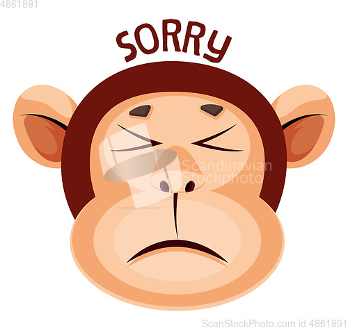 Image of Monkey is feeling sorry, illustration, vector on white backgroun