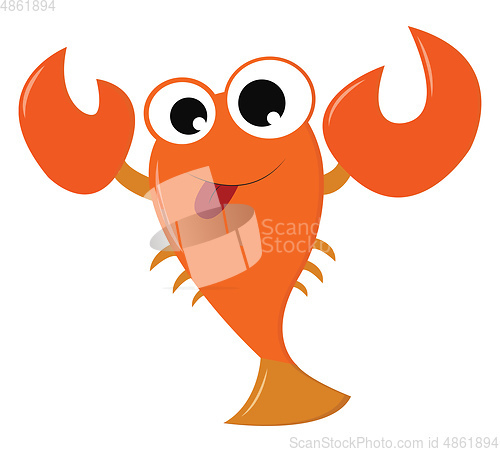 Image of An orange crawfish in the sea vector or color illustration
