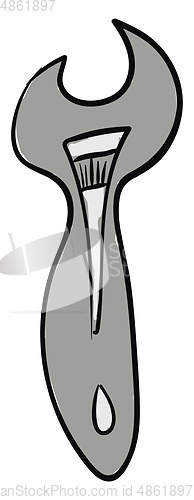 Image of Cartoon grey adjustable wrench vector illustration on white back
