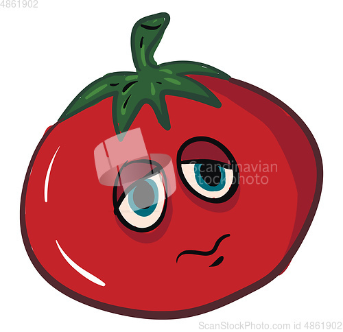 Image of Sad tomato illustration vector on white background 