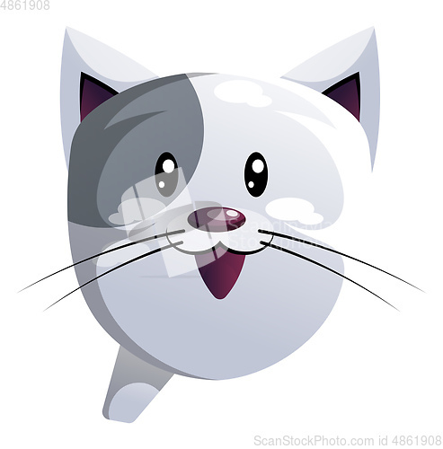 Image of Happy grey cartoon cat vector illustration on white background