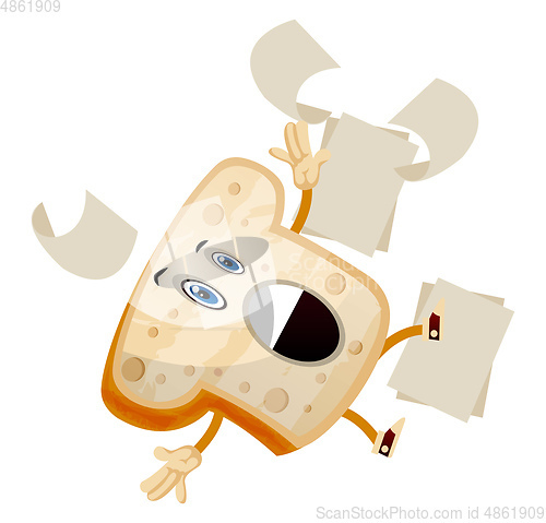 Image of Falling Bread illustration vector on white background