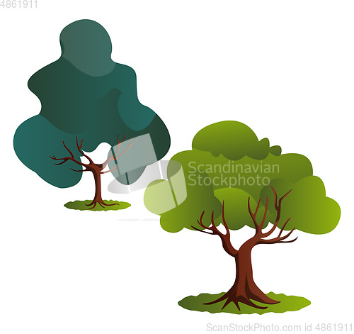 Image of Couple of green trees vector illustration on white background