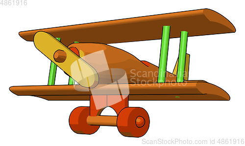 Image of A wooden toy plane vector or color illustration