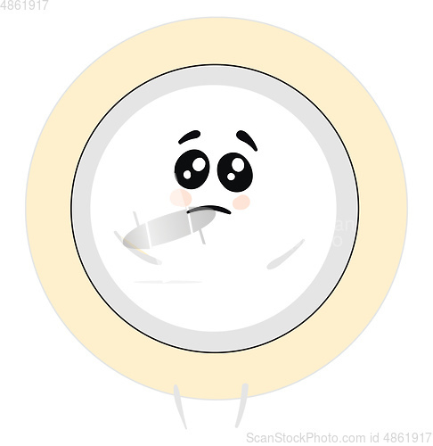 Image of Emoji of a sad white-colored plate vector or color illustration