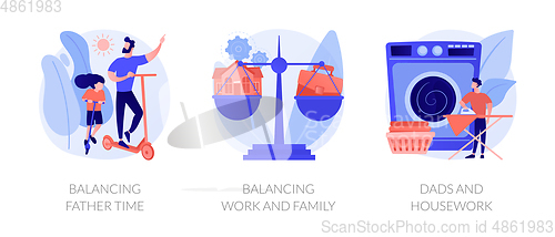 Image of Father career and family balance abstract concept vector illustrations.