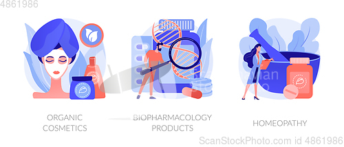 Image of Organic pharmacological products vector concept metaphors.