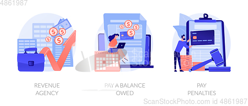 Image of Tax payment stages vector concept metaphors.