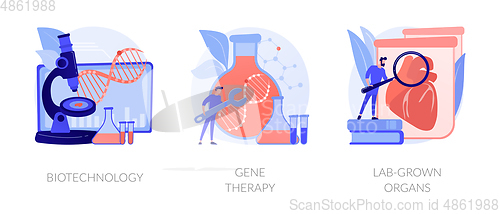 Image of Biomedical and molecular engineering vector concept metaphors.