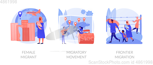 Image of Refugees of war and gender discrimination abstract concept vector illustrations.