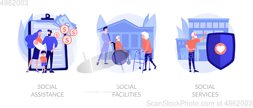 Image of Caregiving and welfare services abstract concept vector illustrations.