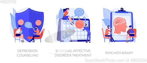 Image of Mental disorder treatment vector concept metaphors.