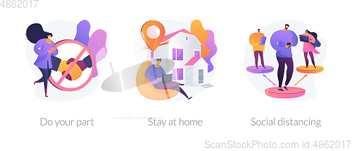 Image of Covid19 outbreak prevention measures abstract concept vector illustrations.