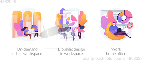 Image of Workplace organization abstract concept vector illustrations.