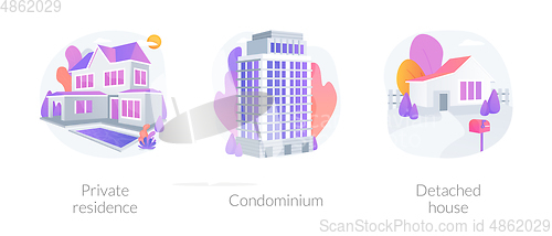 Image of Single family home abstract concept vector illustrations.