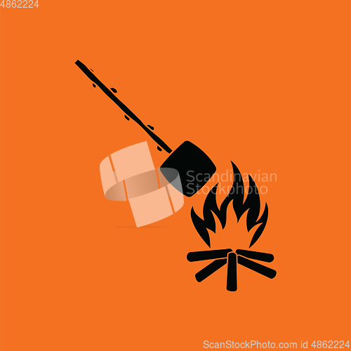 Image of Camping fire with roasting marshmallow icon