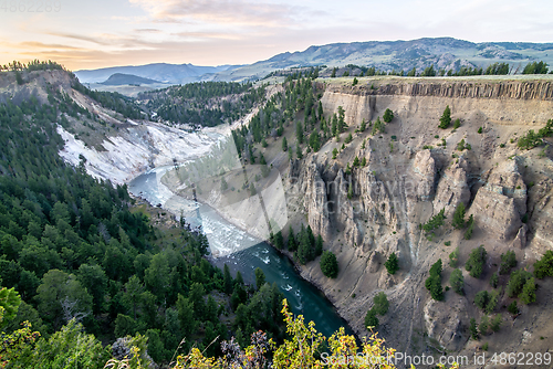 Image of View from Calcite Springs Overlook of the Yellowstone River.