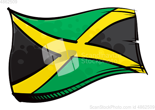 Image of Painted Jamaica flag waving in wind