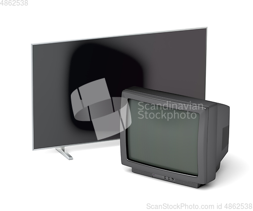 Image of Flat screen and CRT televisions