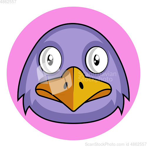 Image of Purple cartoon bird vector illustration on white background