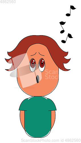 Image of Clipart of a small boy singing set on isolated white background 