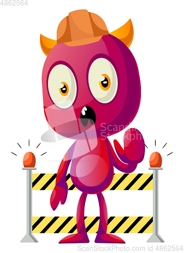 Image of Devil dress like construction worker, illustration, vector on wh