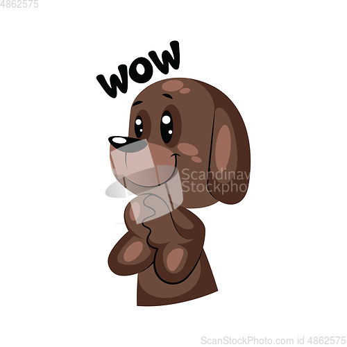 Image of Brown supprised dog saying Wow vector sticker illustration on a 
