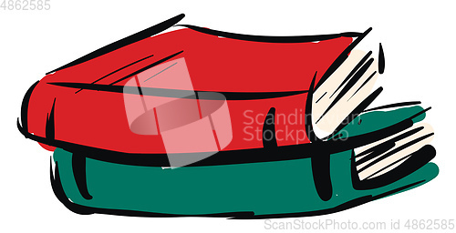 Image of Red and green book vector illustration on white background