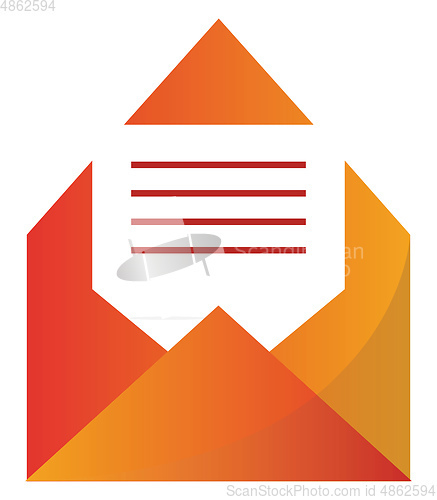 Image of Letter inside orange envelope vector illustration on a white bac