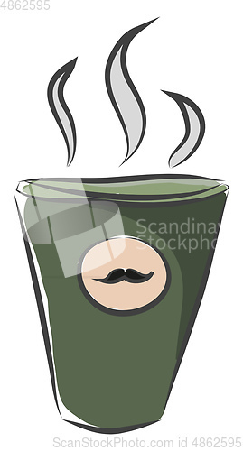 Image of The mustache coffee cup with hot coffee vector or color illustra