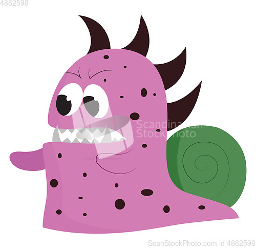 Image of Angry purple snail monster, vector color illustration.