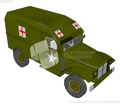 Image of 3D vector illustration on a white background of a green military